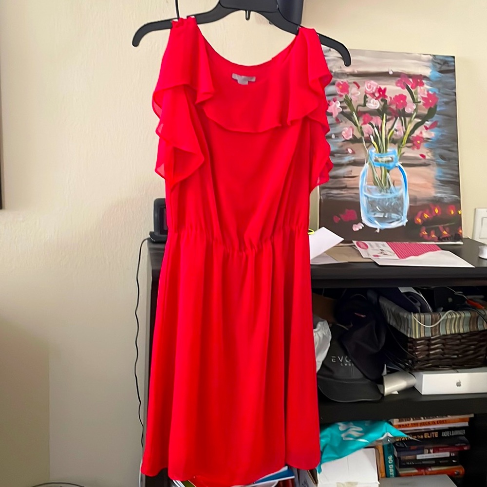 Coral color flutter sleeve dress from H&M size 8.